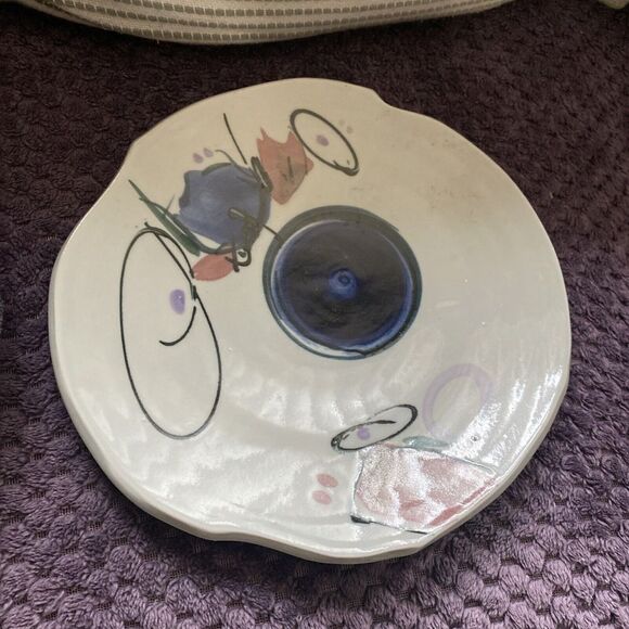 Handcrafted Artisan Cup Mug Saucer Studio Thrown Pottery‎ Drip Glaze Signed - Picture 5 of 13